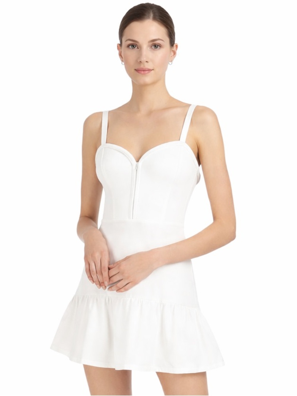 BCBGMAXAZRIA White Linen Blend Mini Dress SIZE 8 NWT Fit & Flare Summer Chic